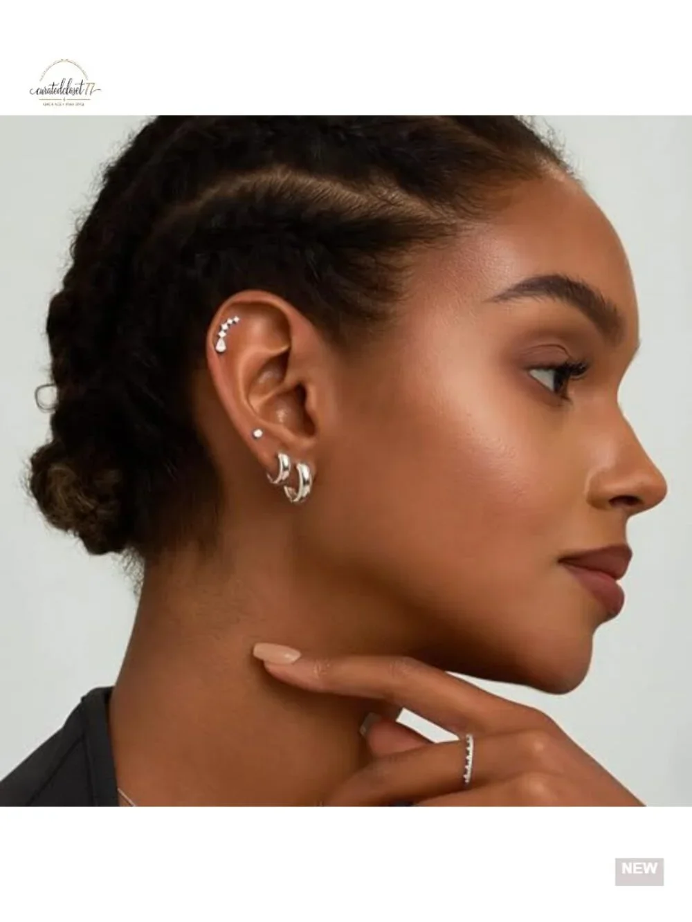 5mm Chunky Hoop Earrings Set 3 Pairs 925 Silver Huggie Hoops Lightweight